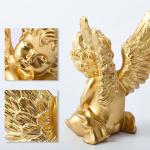 Finished Goods Garden Miniature Gold 2pcs Cherub Resin Statue Angel Figure