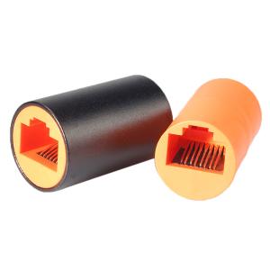 China 180 Degree Aluminum RJ45 Female Adapter With Shell 8P8C Round Straight factory