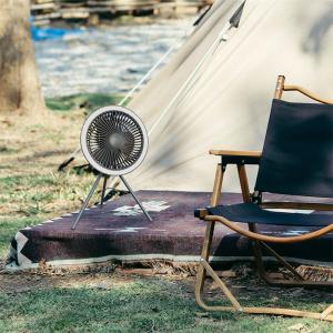 China Multifunctional Usb Rechargeable Fan For Camping With LED Ring Lights factory