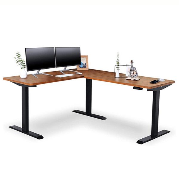 Height Adjustable L-Shaped Electric Wooden Table Legs for Student School