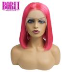 Brazilian Colored Bob Wig , Rose Red Wig13*4 Virgin Hair Full Cuticle Aligned