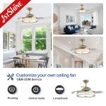 Color Changing 3000K Retractable Ceiling Fan Light For Hotel Bedroom