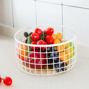 China Wood Handle Iron Wire Fruit And Vegetable Basket For Modern Kitchen Organization factory