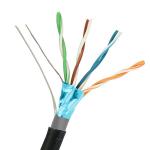 0.50mm Solid Copper FTP CAT 5E Outdoor PE+PVC Black Waterproof Network Cable