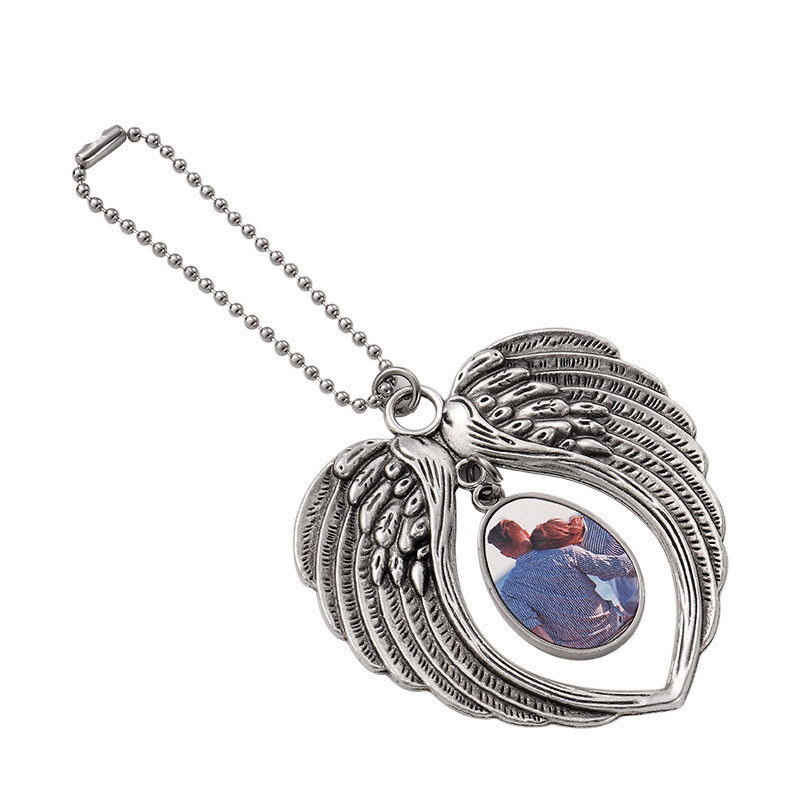 Sublimation Angel Wing Blank Car Hanging Ornament Pendant Love Heart Shaped Personalized Photo For Home Window DIY