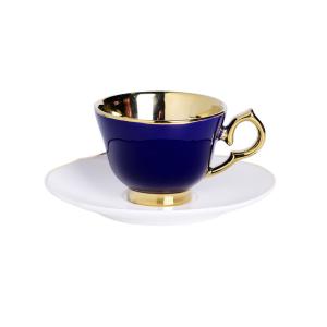 China Porcelain Fashion Coffee Cupss 120ml With Electroplating Gold Plated on sale