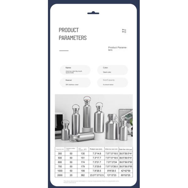 350ml 500ml 600ml Oem Odm Single Wall Stainless Steel Water Bottle BPA Free Stainless Steel Travel Water Bottle Lightweight Minimalistic Design 2