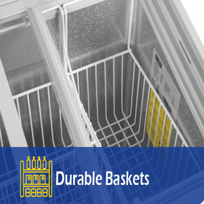 Supermarket Deep Chest Freezer Island Large Glass Sliding Cabinet