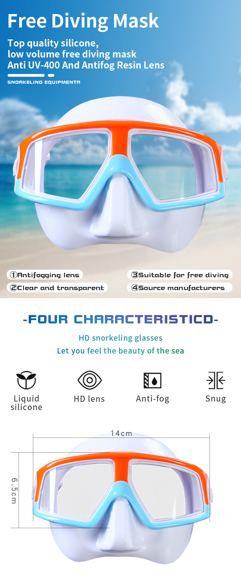 Half Face Snorkelling Sets Anti Fog Scuba Diving Mask And Snorkel Equipment