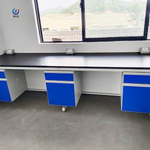 Space saving Modern Wall mounted Functional Steel Lab Wall Bench w/ Epoxy Resin