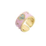 Adjustable Dripping Oil Rings 18 Karat Gold Cubic Zirconia Ring CZ Evil Eye Love