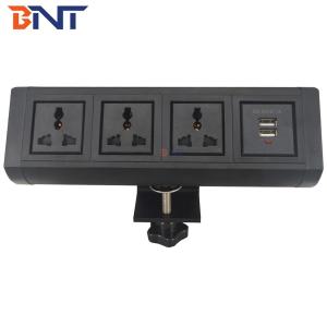 China Boente 2021 6.56 Ft Cord 3 Universal Power and 2 USB Black Office Portable Table Mount Power Station factory