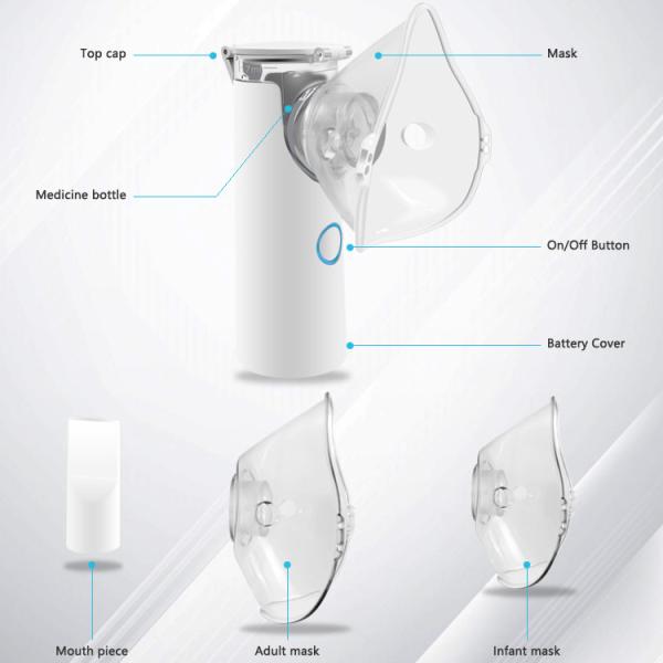 Household Medical Mesh Nebulizer Machine For Kids 0.5um White ABS Nebulizador