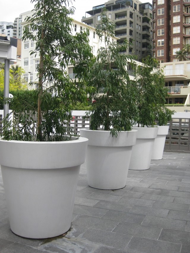 Unique Modern Fiberglass Flower Pots Glossy Finished For Indoor Outdoor Decor