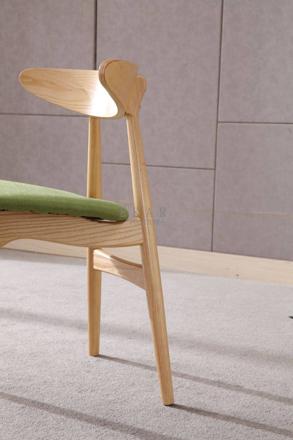Nordic Design Ash Wooden Upholstered Modern Fabric Dining Chair