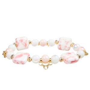 China 4 Colors Handmade Crystal Beads Bracelets With 4 Square Ceramic Block factory