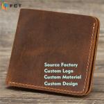 Vintage Animal Prints Rfid Holder Real Leather Purse for Men's Crazy Horse Slim