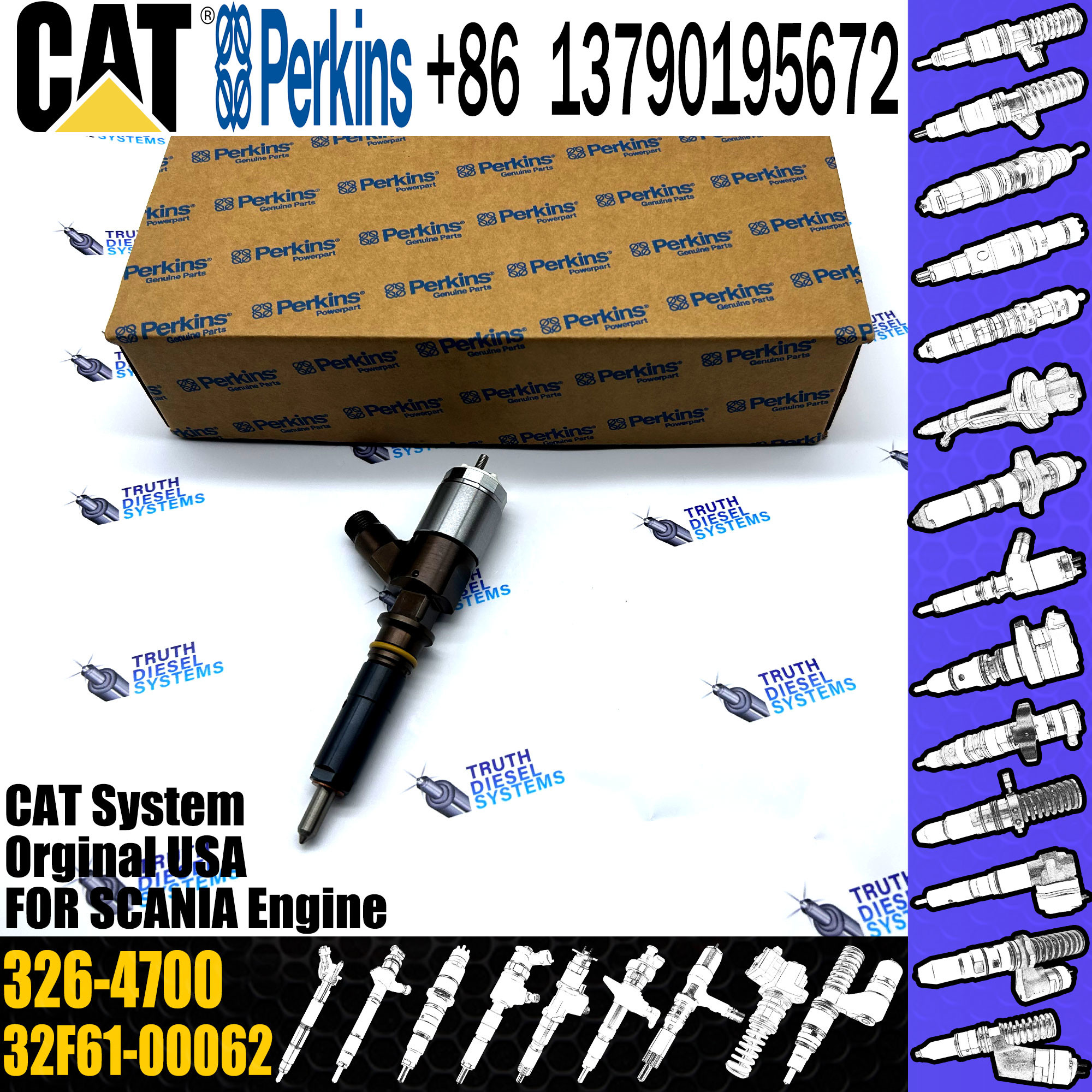 Diesel Fuel Injector 326-4700 32F61-00062 For CAT 320D Excavator C6.4 Engine
