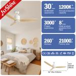 OEM 3 Wooden Blades 52 Solid Wood App Smart Control Ceiling Fan With DC Motor