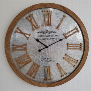China Circular Clock Antique Big Wood Digital Analog Metal Wall Art Clock factory