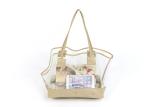 PU Leather Stitch PVC Clear Tote Bag Strong Bearing Capacity For Shopping / Pet