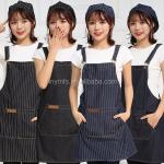 Print Logo Cotton Polyester women men Stripe bib Apron With Pockets, Durable bib