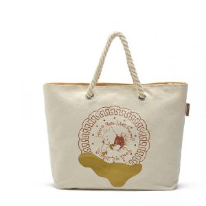 China Beige 16oz Printed Promotional Canvas Cotton Tote Bags factory
