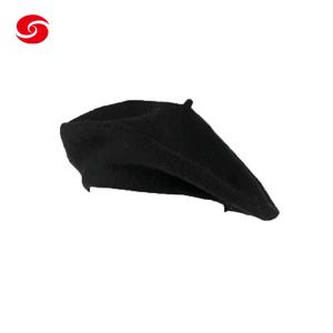 China High Quality Black Military Beret 100% Wool Military Beret for Mens Women factory