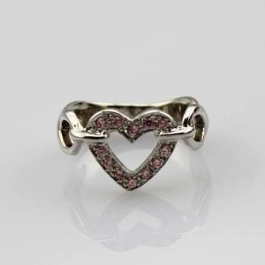 China Fashion Jewelry 925 Silver Heart Ring with Pink Cubic Zircon(FR0147) factory