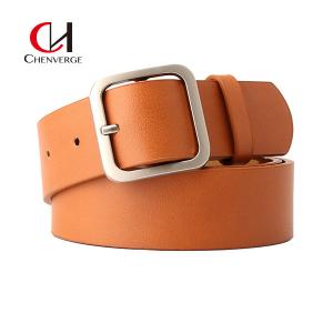 China No Rust Ladies Leather Belt Retro Simple Square Buckle PU Leather Female factory