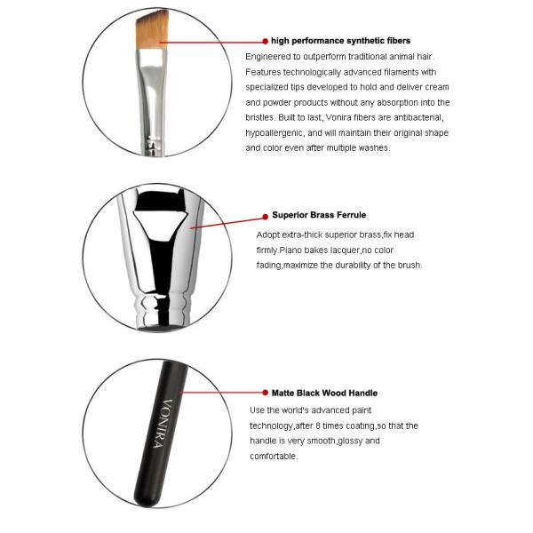 Unique Designed Medium Size Angled Concealer Brush With Black Wood Handle