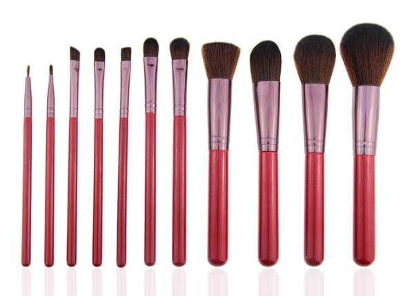 Essential 11pcs Professional Makeup Brush Set Wooden Handle Goat Hair Leather