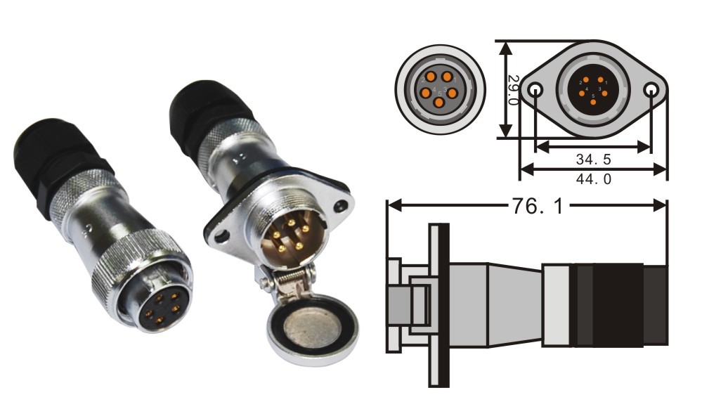 IP67 5 Pin Reversing Camera Extension Cable For Semi Trailer
