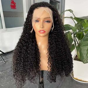 China 13x4 Glueless Transparent Human Hair Lace Wig Double Drawn Jerry Kinky Curly Brazilian Frontal factory