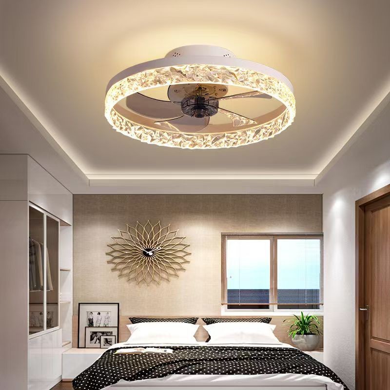 Hotel Living Room Remote Control Luxury Indoor Modern Ceiling Light Black Gold Round Ring Shape Metal Led Ceiling Fans