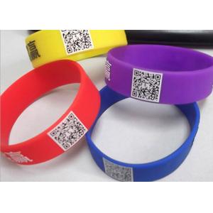 printed readable QR code customized logo silicone rubber wristbands CE