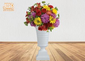 China Modern Trumpet Polyresin Wedding Centerpiece Table Vase Glossy White 82CM Height factory