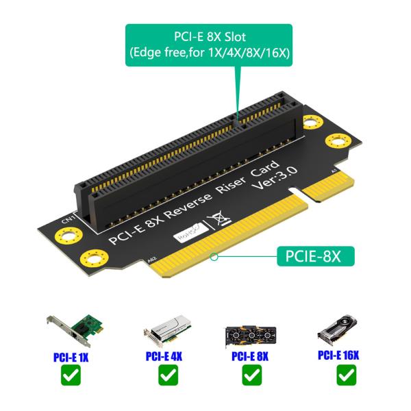 Custom 8X 3.0 PCI-E 90 Degree Reverse Male To Female Riser Card