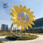 Giant Metal Art Mirror Flower Statues Stainless Steel Garden Huge Outdoor