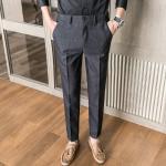 Formal Wedding Wear Men's Suit Pants Blazer Dress Pants with Slim Fit and Zipper