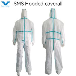 China Disposable Protective SMS Nonwoven Coverall with Heat Taped Seam and Stick Strip factory