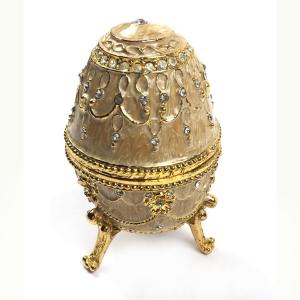 China Elegant Egg Shaped Rhinestone Jewelry Box With Velvet Lining factory