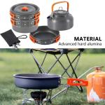 Sustainable 8Pcs Camping Cookware Mess Kit Portable Picnic Pot Pan