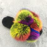 Wholesale Fluffy Slippers Multi - Color Spliced Vamp Furry Slippers For Women