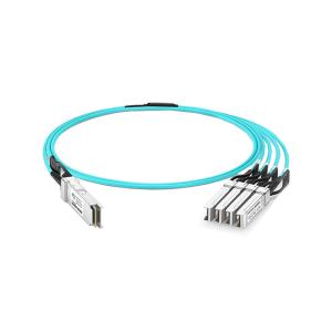 China 100G QSFP28 to 4 x 25G SFP28 Breakout AOC Dissipation 2.5W On QSFP28 End Fiber Optic Breakout Cord factory