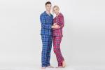 Lovers Pyjamas Cotton Yarn Dyed Check Flannel Long Sleeve Long Pants Satin