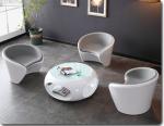 Modern Home Furniture Fiberglass Hole Glass Top Round Centre Coffee Table
