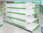 Double Side Supermarket Display Shelving Cold Rolled Steel Material White Color