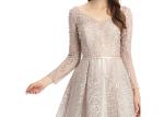 Champagne Fluffy Arabic Style Dress , Long Sleeve Arabic Wedding Dress