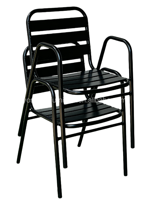Stackable Gliding Contemporary Durable Eco-Friendly Waterproof Curved-Back Aluminum Commercial Hotel Outdoor Garden Chair